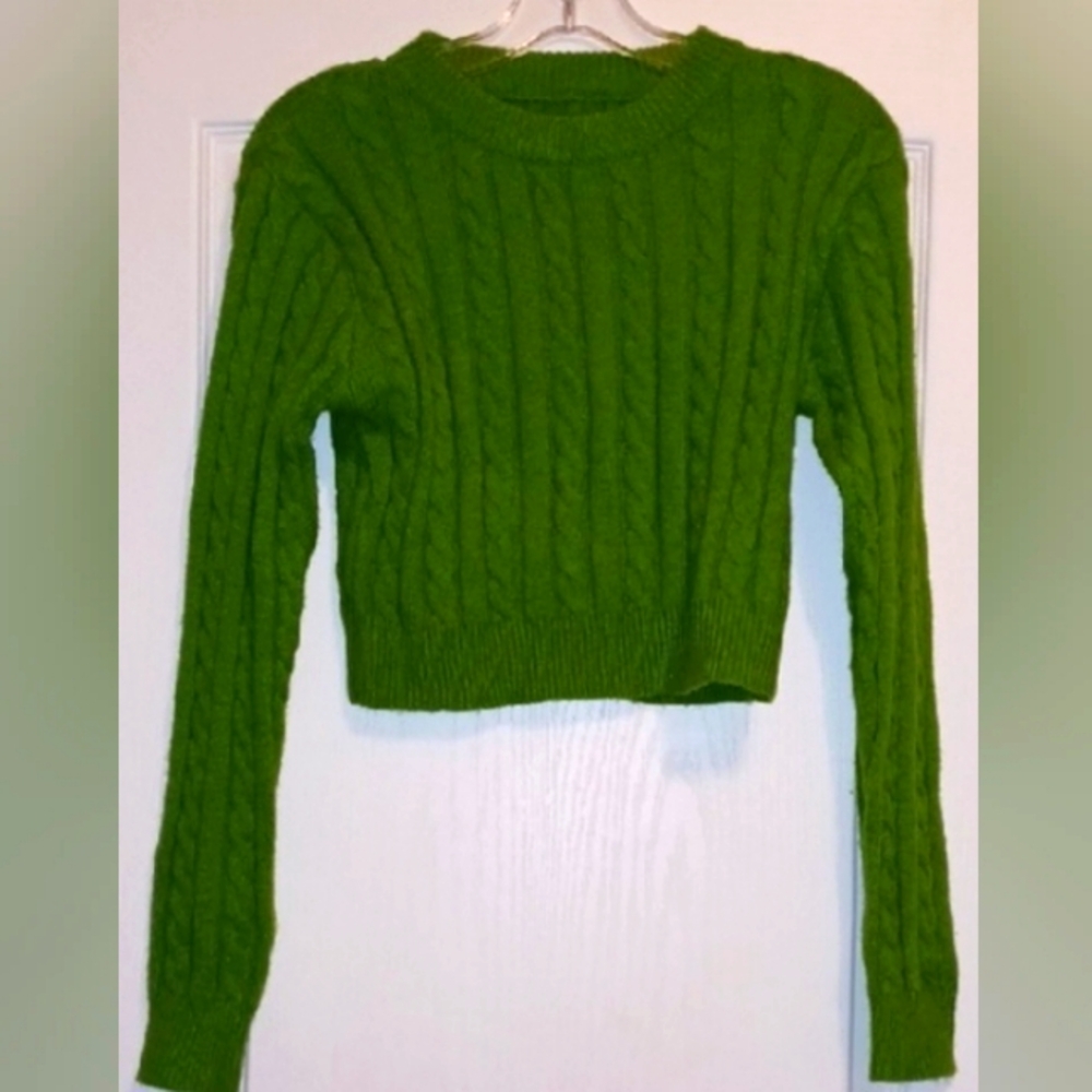 SHEIN Green Knit Crewneck Sweater | Soft Cozy Pullover